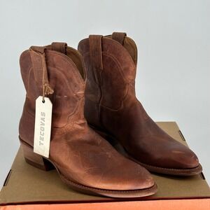 NEW Tecovas Brown Leather Ankle Boots Women's 8 B Western Cowgirl Rodeo